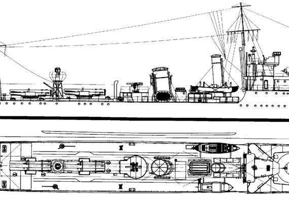 Корабль HMS Vega L41 [Destroyer] (1918) - чертежи, габариты, рисунки